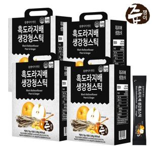 즙쟁이 흑도라지 배 생강 청 스틱 4박스 400포 도라지청