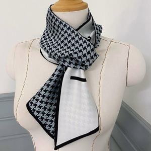 [애슬릿] 하운드 체크 방도 리본 타이 손잡이 스카프