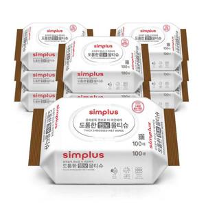 심플러스(홈플러스) 도톰한 물티슈 캡형 100매 x10팩
