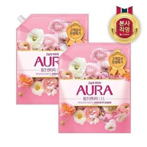 [LG생활건강]아우라 고농축 섬유유연제 핑크 판타지 리필 2L x 2개_22618543_588346