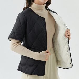 나바바 / NC477 빅사이즈 양털 안감 다이아 퀄팅 반팔 경량 패딩 점퍼