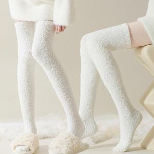 [루즈루나] 엘느 롱 허벅지 수면 겨울 극세사 임산부 긴 수족냉증 발열 보온 양말 R280