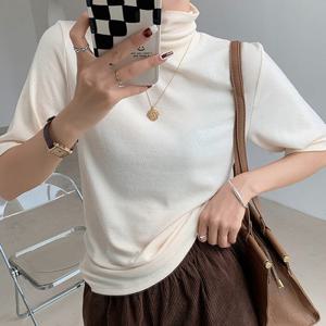 슈팅스타 / 세련된 심플 하이넥 폴라 터틀넥 목티 7부 티셔츠