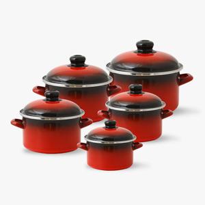 ELO 쿡포트 빨간 법랑냄비 높은형 5종set