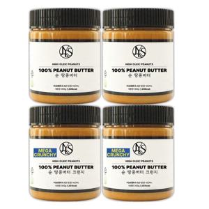 [순 땅콩버터] 순 땅콩버터 크리미 300g X 2개 + 크런치 300g X 2개 [총 4개(1.2kg)] 무첨가 100%