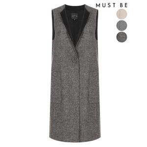 [머스트비]여성 핸드메이드 모직 원버튼 롱베스트