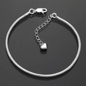 하트 스네이크 92.5 실버 뱀줄 체인 은 팔찌  SH143