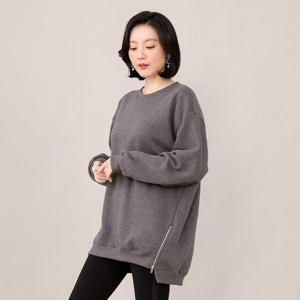 [애비뉴투지]엄마옷 몽글 왕기모 도톰 맨투맨 루즈핏 빅사이즈 지퍼 트임 여성 겨울 롱 티셔츠 A10139