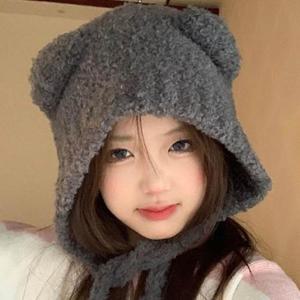 [리더스] 곰돌이 귀모자 여자 겨울 뽀그리 버킷햇