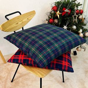 리버블 윈터체크 크리스마스 방석(솜포함) 50x50