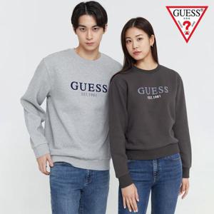 [게스][게스] 남성 유니 기모쭈리 로고 프린트 맨투맨 NN4K0262