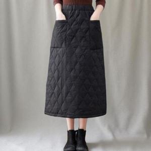 [신상오픈런]여성 겨울 방한 퀼팅 롱 패딩 스커트 밴드형
