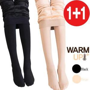 [마이핏]여성 기모 발열 융털 레깅스 타이즈 1+1세트 검정 살색스타킹 학생