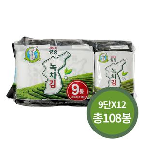 [지도표 성경김] 녹차 식탁김 도시락김 9단 4g x 108봉 (9봉x12개)