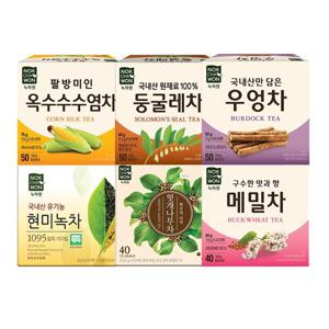 티백차 6종 한번에쓱(현미녹차 50T+둥굴레차50T+메밀차 40T+우엉차 50T+옥수수수염차50T+헛개나무차40T)