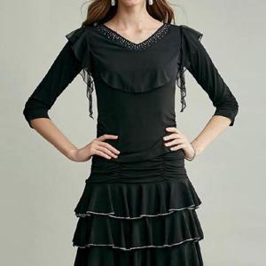 [까르죠아]까르죠아 여성스러운 댄스복 블라우스 스포츠 라인 줌바 살사 라틴 모던 사교 여성