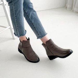 [제이시]제이시 볼넓은 여자 겨울 통굽 소가죽 앵클부츠 B027