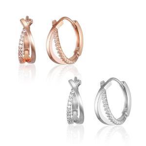 [엘르주얼리] 14K Goldplated 크로스 큐빅 링 귀걸이 ELGPEE515