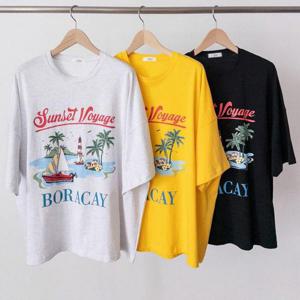 빅사이즈프린팅티 U938L507 보라카이섬반팔티셔츠 NM