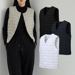 [화이트빌딩]여성 패딩조끼 U넥 V넥 넥변형 웰론 겨울 경량  누빔