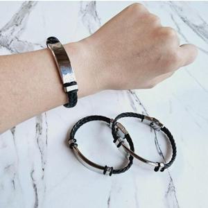 [라일리쥬얼리] Rly 실버 스텐 가죽팔찌 정전기 스파크 방지 저감팔찌