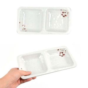 멜라민 2칸 종지 반찬그릇 나눔접시 22x11.2cm 8호 (WAC0183)