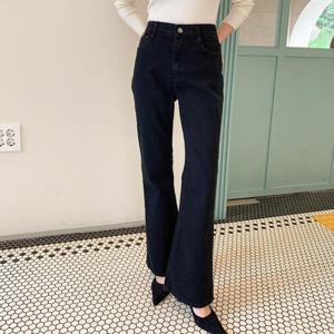 [옷자락] 여자 겨울 기모블랙진 반하이 부츠컷 세미슬림 청바지