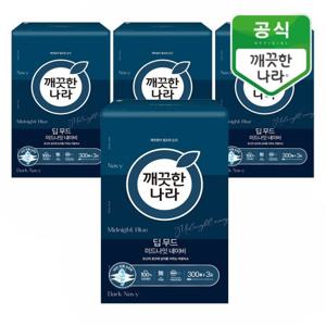 깨끗한나라 딥무드 미드나잇 네이비 미용티슈 300매 3입x4팩