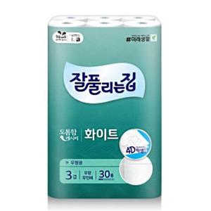 잘풀리는집 3겹 화이트 30롤화장지 엠보싱 도톰한휴지 (WFGRAP9)