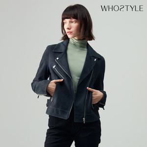 후스타일 여성 모토 스웨이드 라이더자켓 다크네이비
