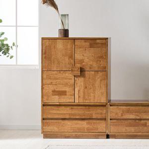 고트 고무나무 원목 여닫이 서랍장 750 높은 거실 수납장 다용도 선반 장식장
