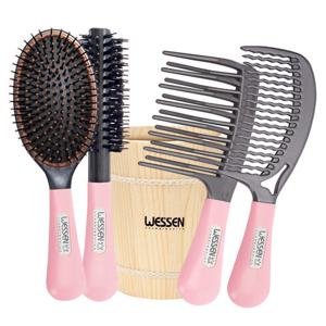 웨신  러버그립 헤어브러쉬 바스 4종 세트(그린/핑크)