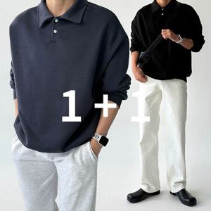 예스와이 / 1+1 기모 카라티 긴팔흰티 흰색맨투맨 남색 파란색