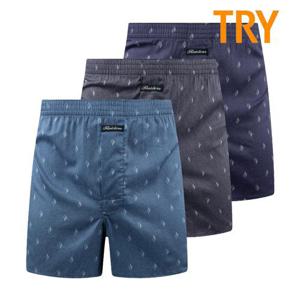 [트라이]트라이 남성 순면 트렁크팬티 80수 레이더스 사각박서 3매입 패턴C