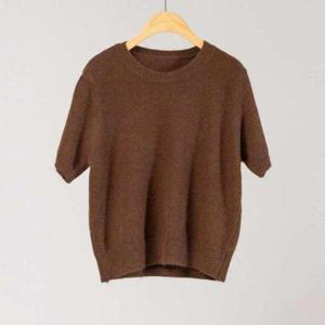 [애슬릿] 여성 니트 반팔 티셔츠 가을 겨울 라운드넥 미시 엄마 옷