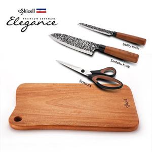 [Shizell] 엘레강스 통원목 스퀘어도마 + 나이프 3종세트