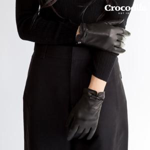 크로커다일 오픈리본 스마트 터치 여성 겨울 가죽 장갑 양가죽장갑
