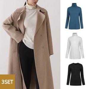 [샵앤][3종세트]여성 베이직 무지 기모 긴팔 이너 티셔츠 무료배송