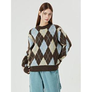 [BNX]캐쥬얼 라운드넥 울 아가일니트 (BW4KP014L0)