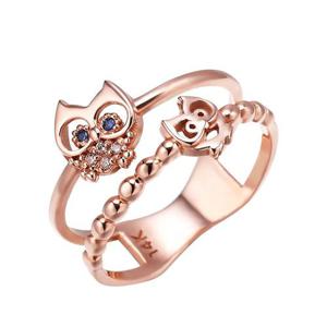 [모아르] 18K 반지 레이어드 링 더블 포인트 부엉이