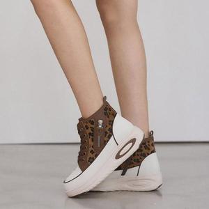 [신꼬가]소가죽 호피 레오파드  발목 하이탑 스니커즈