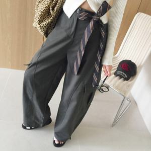 아이미마인 / 버디 하이웨스트 뒷밴딩 타이 스카프세트 스트링 투웨이 카고팬츠 (3color)