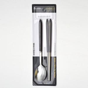 국산 프리미엄 스텐 수저세트 한식기 숟가락 젓가락 세트 (블랙)
