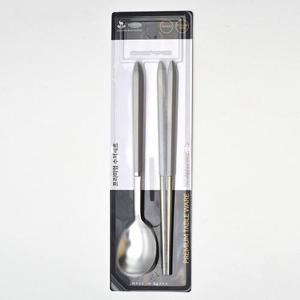 국산 프리미엄 스텐 수저세트 한식기 숟가락 젓가락 세트 (그레이)