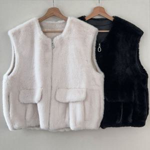 빅사이즈털조끼 T400L412 시크집업밍크털베스트 BN