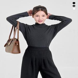 [마운틴벨리]여성 립멜란지 기모 하프넥 소프트 이너 목폴라 티셔츠 MVT4498W