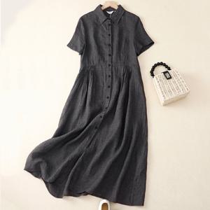★타임특가★ [블랙퀸] 이위튼 셔츠형 반팔 원피스 blk003399