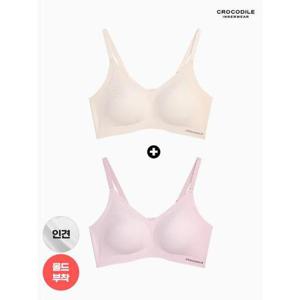 [크로커다일 이너웨어]뉴 라이크라 인견쉘론 몰드부착 스트랩 1+1 오트밀+핑크베이지