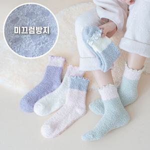 [5켤레/미끄럼방지] 포근한 논슬립 파스텔 투톤 수면양말