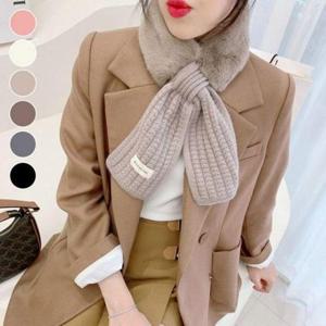 머플러 퍼 눈꽃짜임 인조퍼목도리 니트 여성 부드러운 니트목도리 HWFG33EN